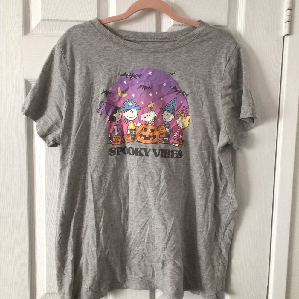 Peanuts Gray Spooky Vibes Tee